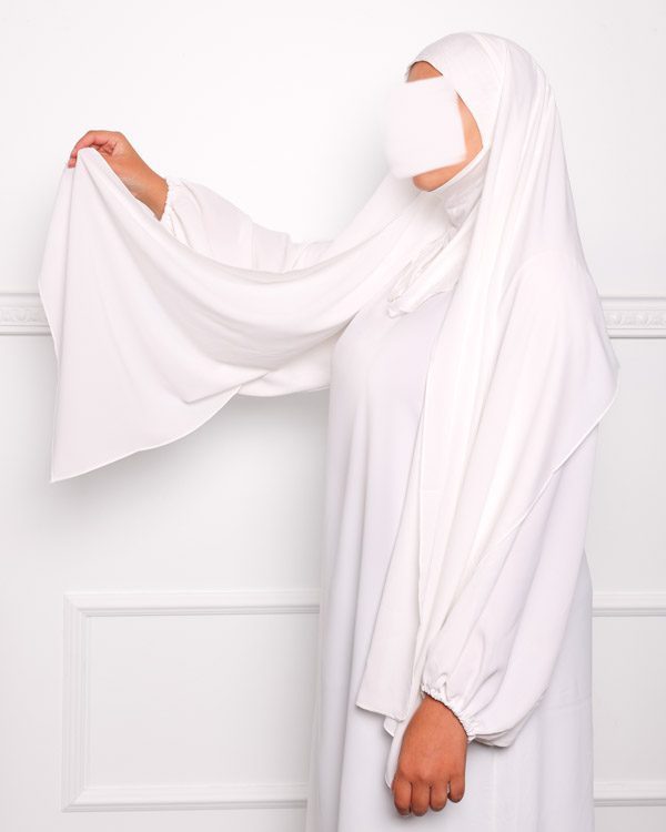 HIJAB CAGOULE INTÉGRÉ À ENFILER Hijab cagoule à enfiler pour femme pas cher mon hijab pas cher blanc